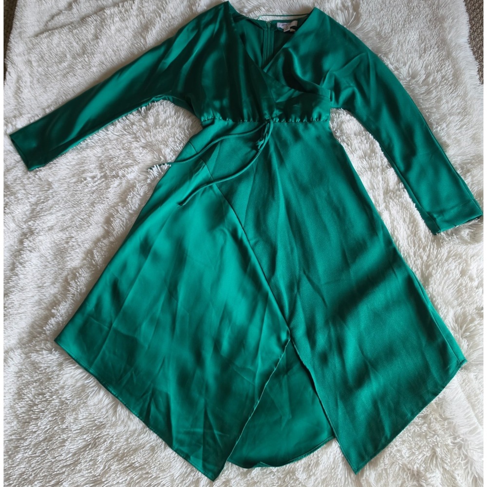 Cushnie For Target Emerald Green Wrap Dress Long-Sleeve - US 6 - Picture 2 of 13